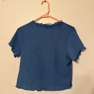 NWT Double Zero Textured Blue Blouse